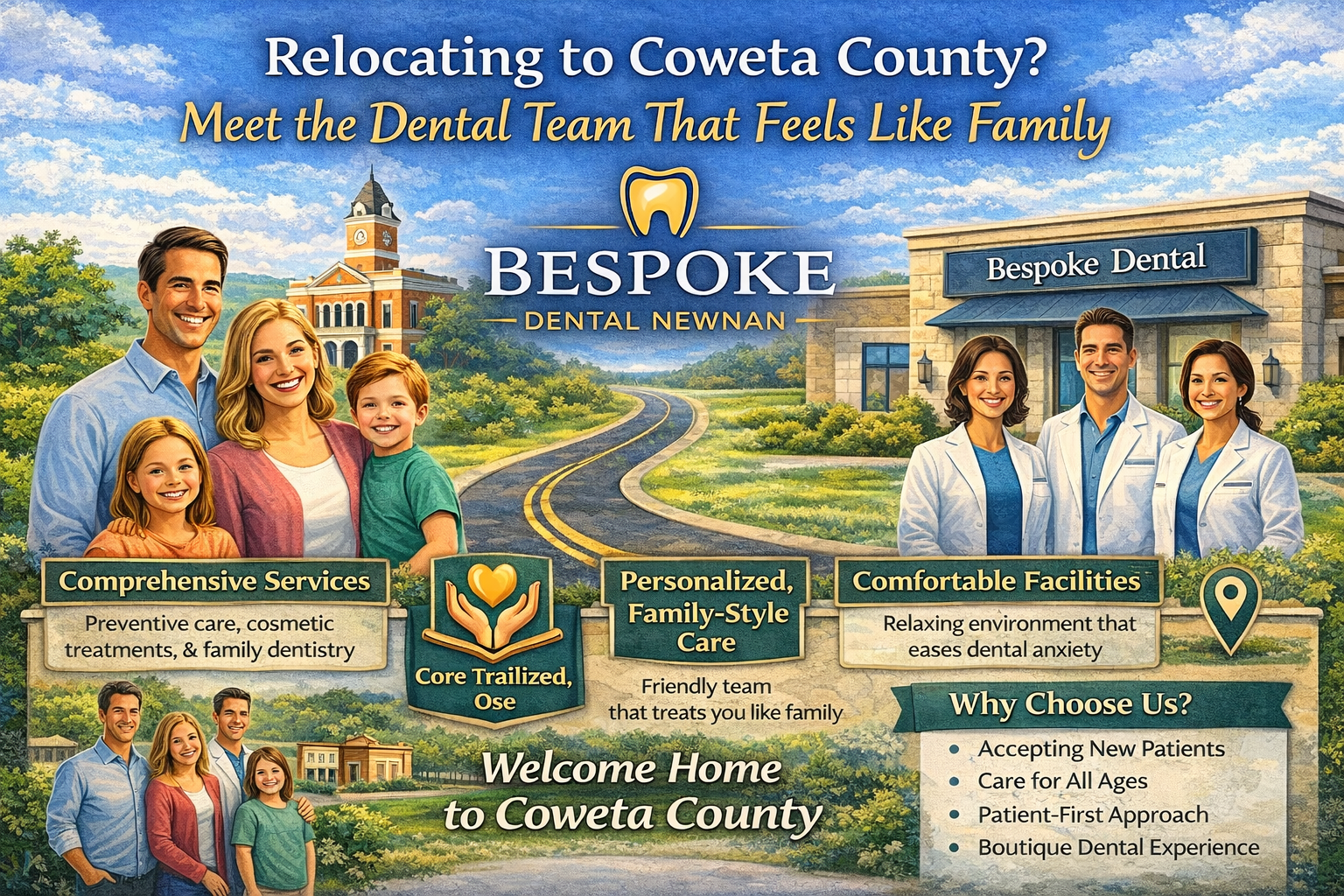 Bespoke Dental Newnan team welcoming new patients from Coweta County